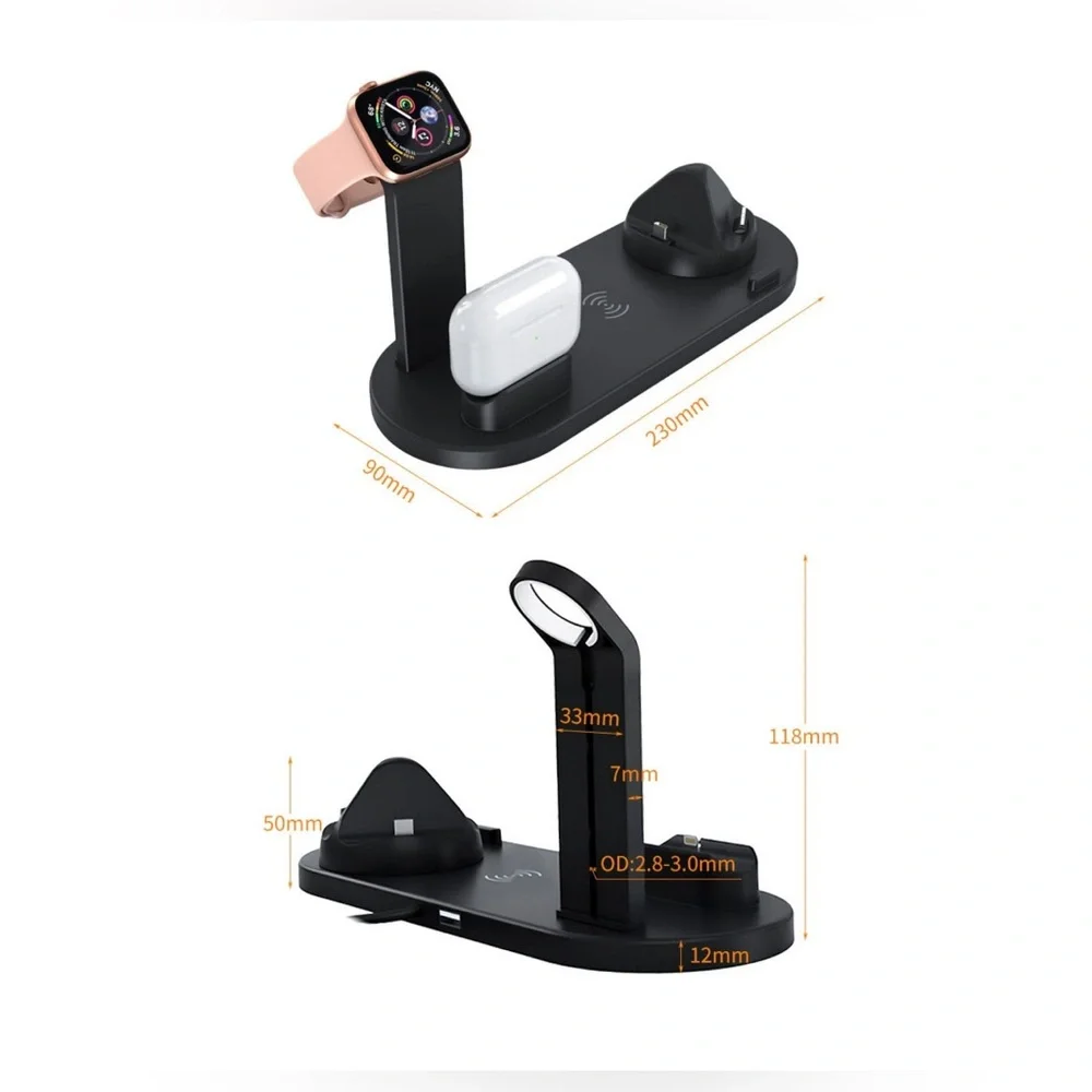 6 in 1 Wireless Rotatable White Charging Dock Station Fast Wireless Char…